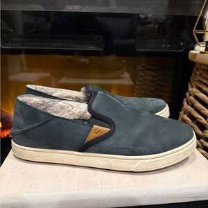 Olukai  Slip-On Shearling Lined Casual Shoe/Slippers - Dark Teal